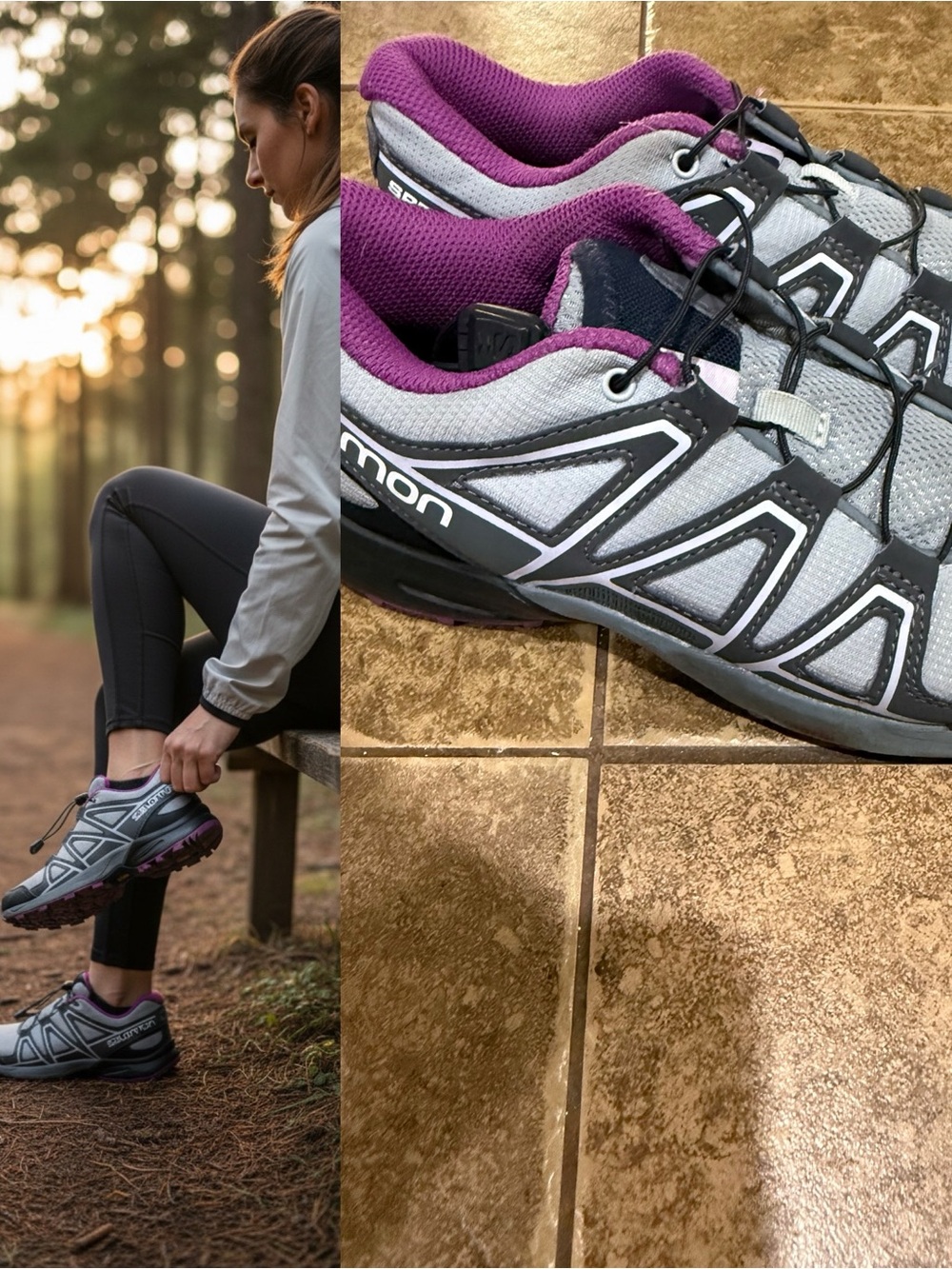 Salomon Speedcross J Trail Running Shoes Gray Purple Youth Size 3 5Women’s